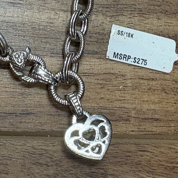 Judith Ripka Sterling Silver 18K Gold with yellow crystal stone heart bracelet - Picture 4 of 6